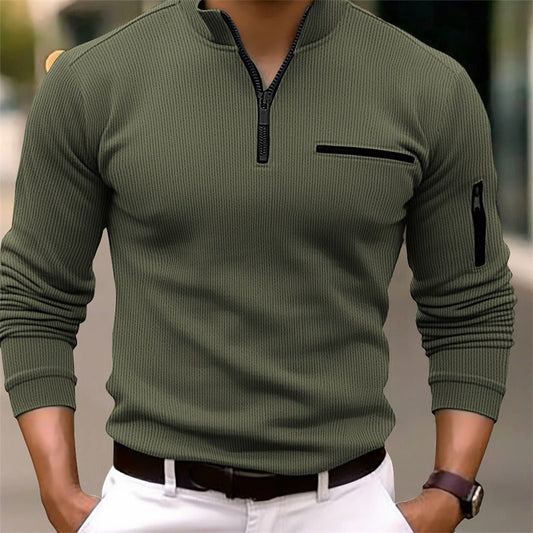 Volyora™ - Men's long-sleeved zip-up shirt – masculine and stylish